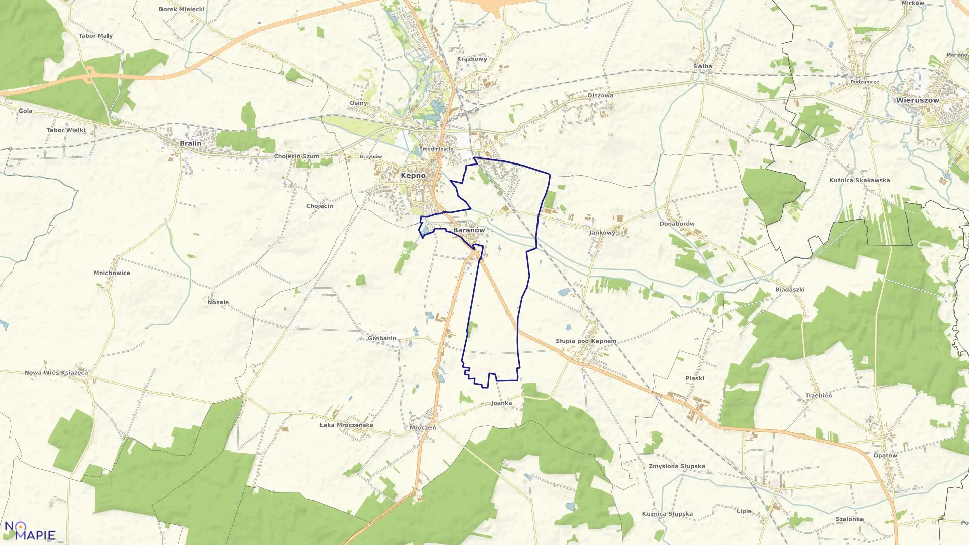 Mapa obrębu BARANÓW w gminie Baranów