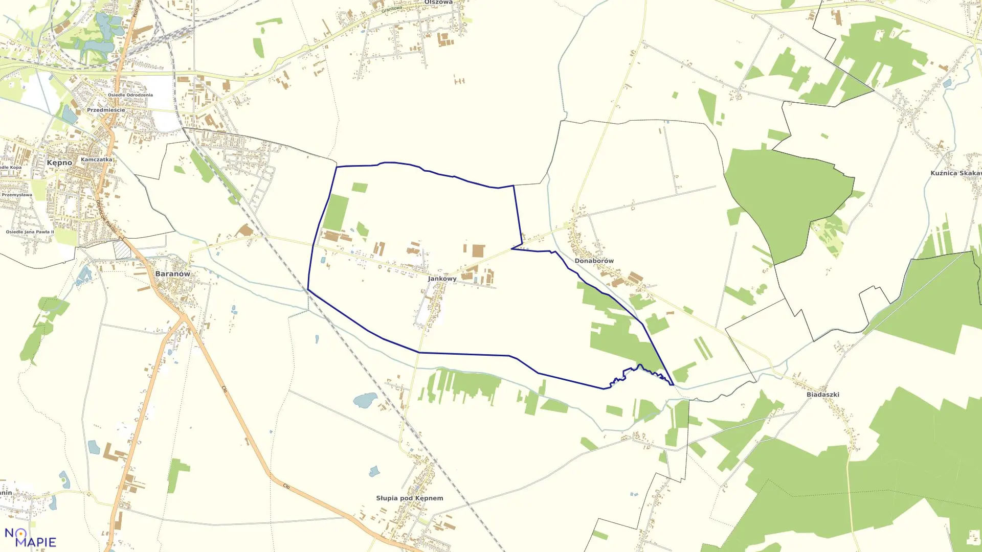 Mapa obrębu JANKOWY w gminie Baranów