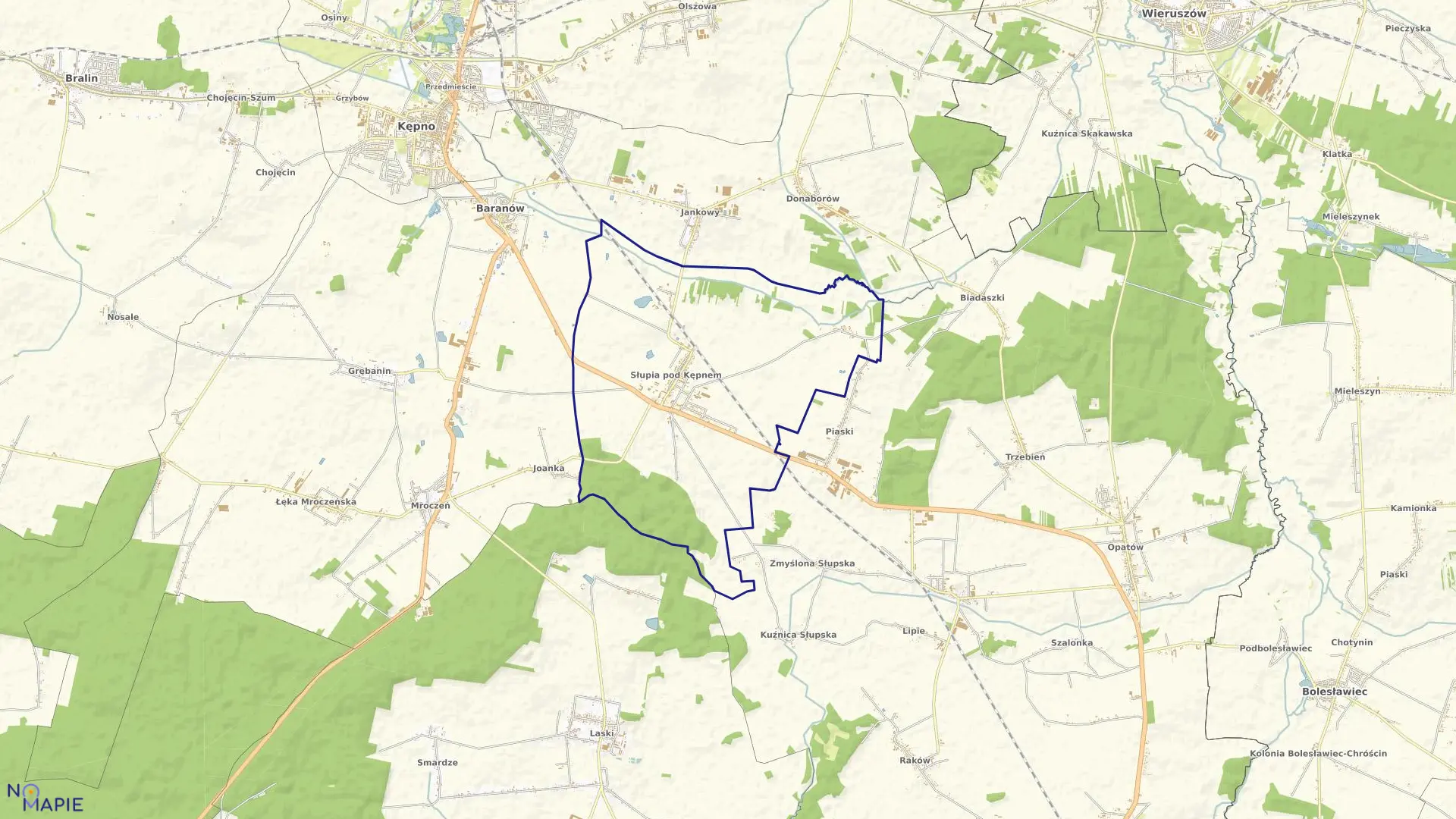 Mapa obrębu SŁUPIA P.KĘPNEM w gminie Baranów